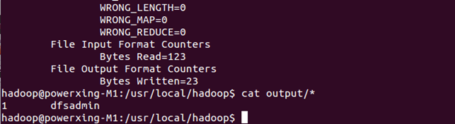 Hadoop单机WordCount输出结果